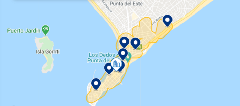 Mapa da melhor região de Punta del Este